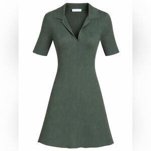 Everlane Viscose Knit Polo Midi Dress Olive Green Women’s Large  Ribbed Preppy